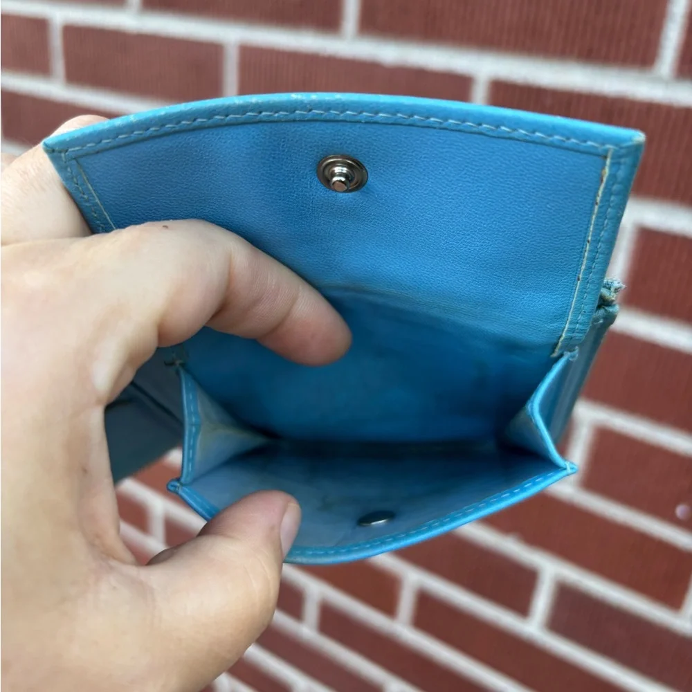 CHANEL travel line Light Blue Wallet CC logo